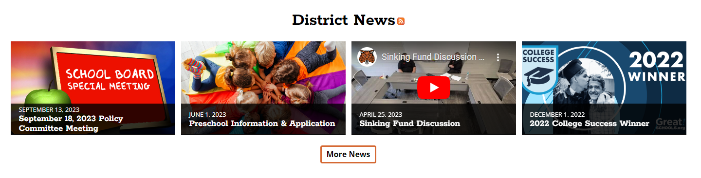 A look at the navigation for district news portion of the Ubly Schools website